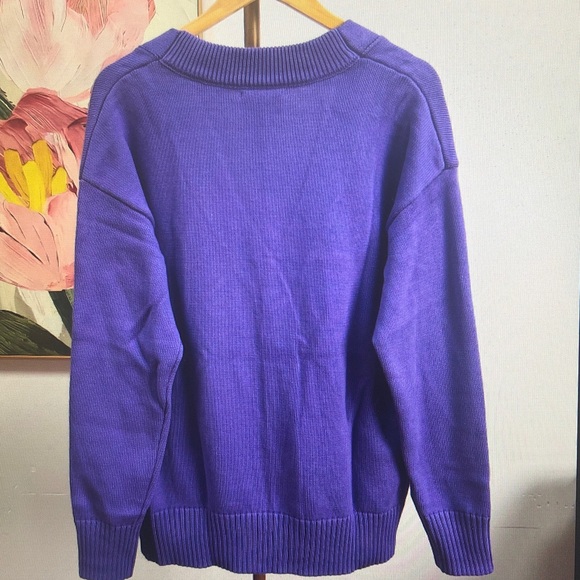 Ami Vivid Purple Cardigan with Red Heart Accent - Picture 2 of 5